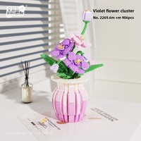 NOUVEAU Kit d'assemblage de jouets en briques de plastique, fleurs éternelles, ornement de blocs de construction, tulipe artificielle, violet, cadeau