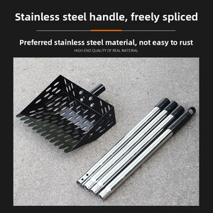 <span class=keywords><strong>Pelle</strong></span> à fumier de poulet en acier inoxydable à 4 sections avec lame de 25 cm, manche long, argent/noir, emballage en boîte pour usage agricole - Product Image 4