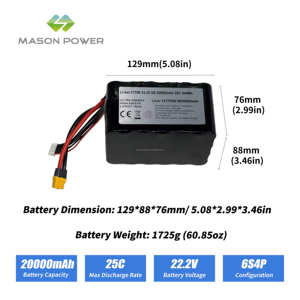 Tabless hücre teknolojisi 25C sürekli deşarj ile Ultra yüksek kapasiteli <span class=keywords><strong>22</strong></span>.<span class=keywords><strong>2V</strong></span> <span class=keywords><strong>20000mAh</strong></span> 6S4P yüksek güvenlik pil - Product Image 3