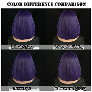 Parrucca Cosplay Titan Raven di Alta Qualità per Donne, Morbida e Soffice, in Fibra Resistente alle Alte Temperature, <span class=keywords><strong>Capelli</strong></span> Corti Lisci <span class=keywords><strong>Viola</strong></span>, Stile Ragazza Magica Scura - Product Image 4