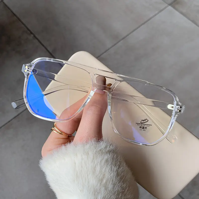 Top Brand Two Circles Optical Glasses Transparent Frame Clear Lenses Anti Blue Light UV400 Eyes Protector