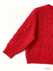<span class=keywords><strong>Pull</strong></span> unisexe en coton torsadé uni pour le <span class=keywords><strong>printemps</strong></span> et l'automne à col rond et col rouge pour Noël - Product Image 2