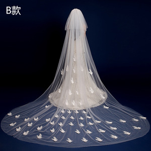 S2912F <span class=keywords><strong>2022</strong></span> Vente en gros Dentelle Longueur personnalisable Joli voile de mariée blanc long pour mariage et fête - Product Image 4