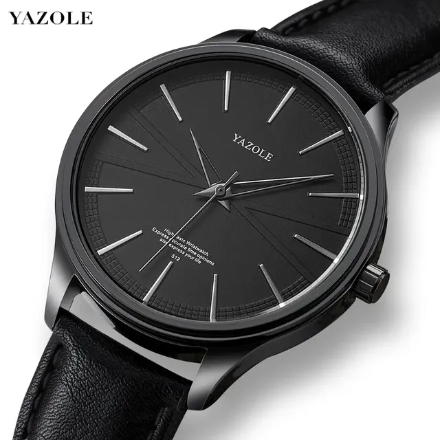 YAZOLE 512 Fashion Creative Men's Watches Leather Strap Waterproof Quartz Watch Men Luxury Casual Wristwatch Reloj Hombre