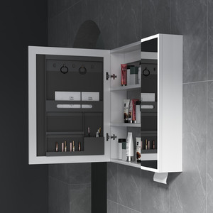 Moderno 2 puertas LED iluminado botiquín Marco de aleación de aluminio 3 años de garantía espejo para Hotel apartamento Villa vanidad pared - Product Image 4
