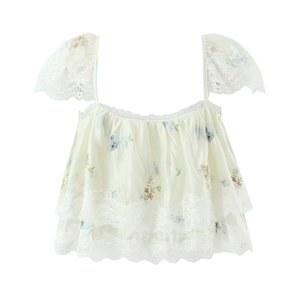 SHENZHU - Conjunto de 2 Piezas de Blusa y Falda <span class=keywords><strong>con</strong></span> Cuello Cuadrado, Bordado Floral de Encaje Satinado, Personalizado y de Lujo, Fabricante de Moda Femenina - Product Image 3