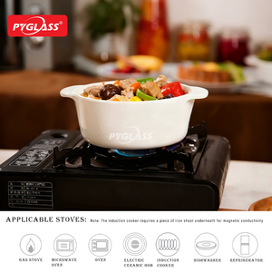 Ollas de Cerámica Pyglass con Tapa de Vidrio <span class=keywords><strong>y</strong></span> Lindas Calcomanías, Cazuela para el Hogar, Apta para Fuego, <span class=keywords><strong>Horno</strong></span> <span class=keywords><strong>y</strong></span> Congelador - Product Image 6