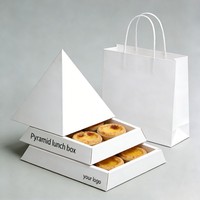Boîte en papier personnalisée multicouche triangulaire de qualité alimentaire pour desserts, goûter, biscuits, gâteaux, emballage à emporter pour restaurants