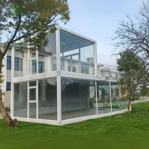 Bar à café en conteneur détachable à 2 étages, bâtiment modulaire préfabriqué avec mur-rideau en verre, <span class=keywords><strong>maison</strong></span> en conteneur de 20 pieds - Product Image 2