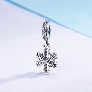 Plata de Ley 925 pulsera de encantos de plata copo de nieve pendientes colgante del encanto de la joyería de DIY - Product Image 2