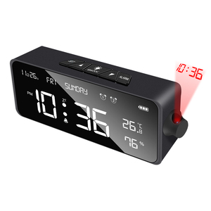 Thermomètre à <span class=keywords><strong>projection</strong></span> numérique LED personnalisé hygromètre horloge design moderne réveils électroniques à écran incurvé <span class=keywords><strong>de</strong></span> bureau - Product Image 1