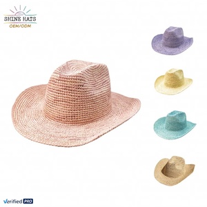 2025 OEM Shinehats Sombrero Chapeau Cowboy <strong>Hat</strong> Raffia Wholesale Wide Brim <strong>Summer</strong> Sun Beach Custom Women Panama Fedora Straw <strong>Hats</strong>