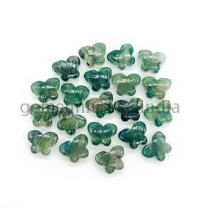 Piedra Preciosa Natural de Ágata Musgosa Tallada en Forma de Mariposa, Cristal Briolette de 14mm, Piedra Suelta para Fabricación de Joyería, Venta al Por Mayor - Product Image 1