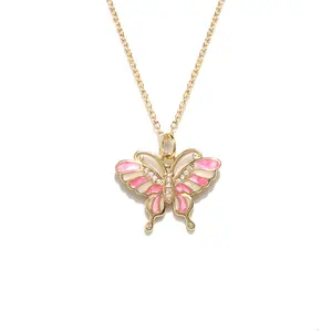 Vintage single layer choker cute butterfly pendant necklace collars for women