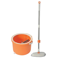 Mop Girevole con Secchio e Separazione Acqua Sporca, Testa in Cotone, Manico Telescopico in Acciaio Inossidabile per Pulizia Pavimenti Domestici
