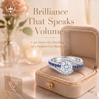 Bague en argent S925 plaqué or 18 carats sur mesure, en forme de croix, avec moissanite et accents bleus, alliance haut de gamme