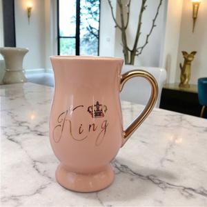 Taza <span class=keywords><strong>de</strong></span> café gigante <span class=keywords><strong>de</strong></span> gres con aislamiento clásico personalizado con mango dorado, regalo <span class=keywords><strong>de</strong></span> estilo bohemio, apta para lavavajillas, Taza <span class=keywords><strong>de</strong></span> cerámica King Queen - Product Image 2