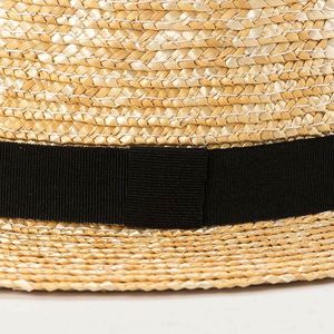 Kids <b>Flat</b> Top Natural Straw <b>Hat</b> Wholesale Skimmer Boater Straw <b>Hat</b> - Product Image 6