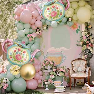 Palloncini per <span class=keywords><strong>Tea</strong></span> <span class=keywords><strong>Party</strong></span>, Palloncini in Alluminio a Forma di Teiera da 35 Pollici, Decorazioni per Feste a Tema Giardino del Tè - Product Image 1