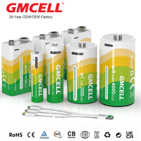 Batería recargable súper portátil de 1.5V AA, batería recargable USB AAA C D 6F22 9V tipo C para juguetes