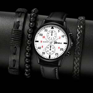 High-End Men's Quartz Wristwatch Fashionable Versatile Business Bracelet <b>Clock</b> Set Business Gift - Product Image 5