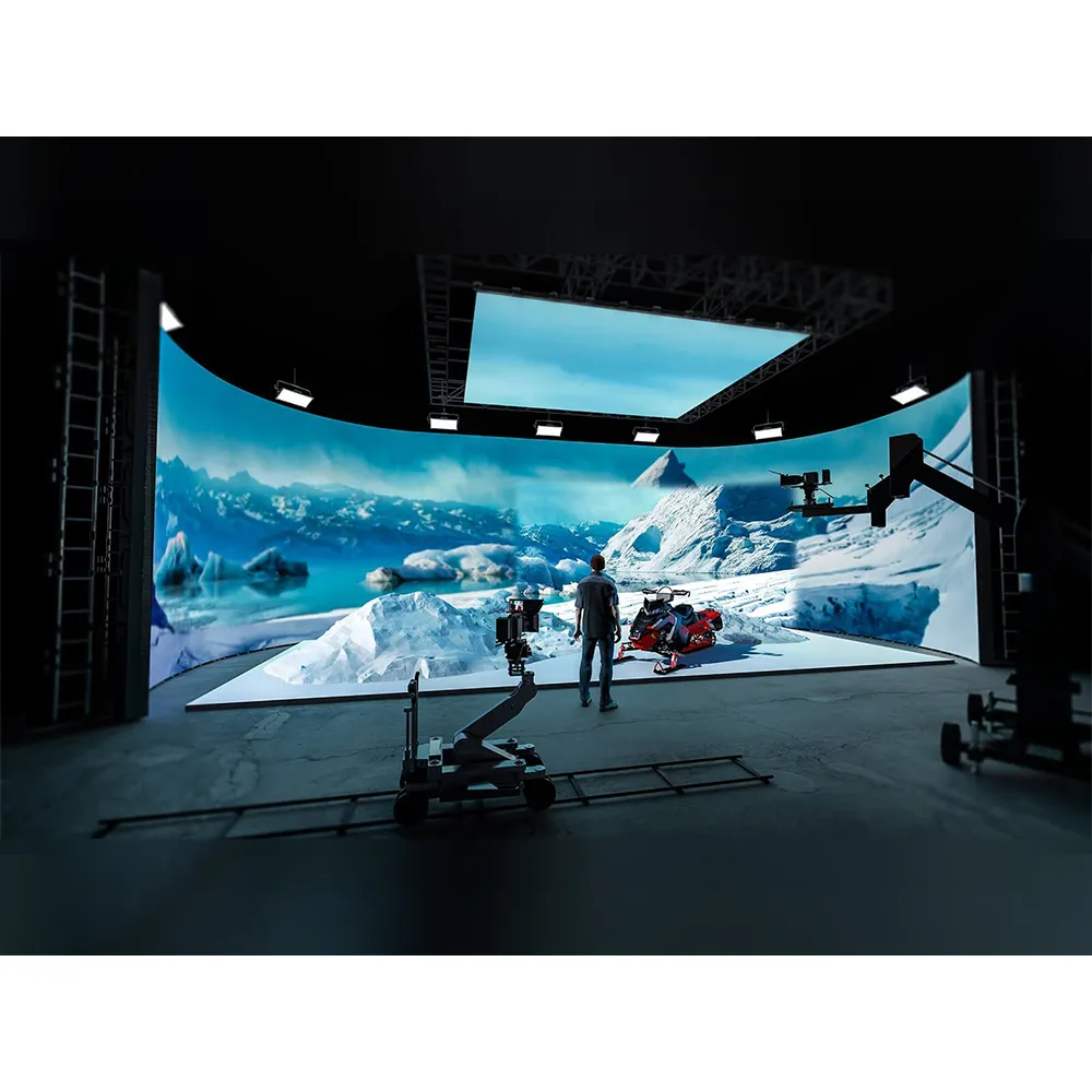 Layar dinding Video Led produksi Virtual Reality p2,6 2.6Mm Xr warna penuh 500*500Mm tampilan Led mendalam