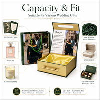 Boîtes de mariage magnétiques vertes de luxe à faible MOQ - Boîtes cadeaux en carton personnalisées imprimées pour invitations et cadeaux de fête, sacs de mariage