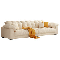 Cream Style White Cloud Stoff Sofa Set Wohnzimmer Kleine Wohnung Gerade Reihe Modern Einfach Multi-Size-Kombination Atmungsaktiv