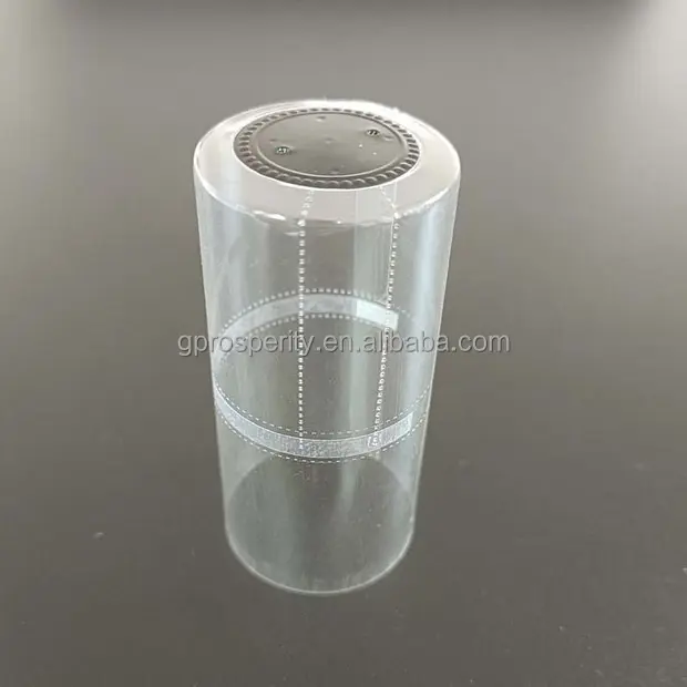 प्लास्टिक पूर्वनिर्मित पीईटी हीट श्रिंक रैप स्लीव, ढक्कन के लिए टियर ओपन वेध पूर्वनिर्मित पीईटी श्रिंक स्लीव्स