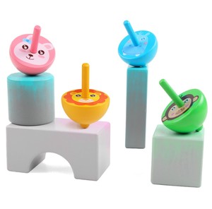 Colorido al por mayor 4 PCS de madera de Gyro juguetes para niños personalizado clásico de madera bloques de construcción de jug - Product Image 2