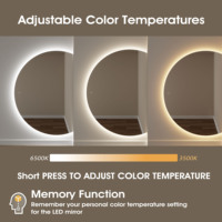 Miroir infini de salle de bain écoresponsable avec bande LED rétroéclairée, demi-lune irrégulière, avec éclairage LED intégré, vente en gros directe usine
