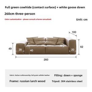 Canapé cube trois places en cuir véritable, style minimaliste italien, accoudoirs hauts et <span class=keywords><strong>bas</strong></span>, design moderne, rangée droite, pour salon, amovible - Product Image 5