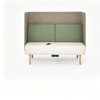 Canapé banquette à dossier haut, espace de conversation fermé, poste de travail, bibliothèque, hall d'accueil, fauteuil individuel, table en bois massif