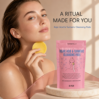 Tampons nettoyants à l'acide kojique et au curcuma, marque privée, tampons exfoliants moussants à la vitamine C pour le visage, pour les taches brunes et un nettoyage en profondeur