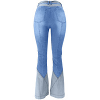 YUANBOFEI Jeans de haute qualité, directement de la source, taille mi-haute, en denim extensible d'été, patchwork, évasé, délavage à l'eau, longueur intégrale