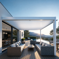 Kit de supports de pergola robustes 6x8 en aluminium, imperméable, avec toit à lames rétractables pour une résistance au vent élevée