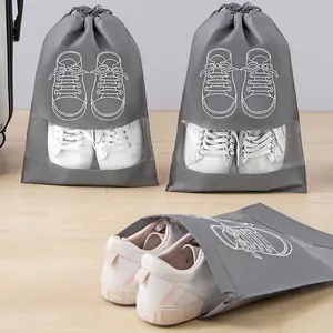 XD01 Grosir Tahan Air Sepatu Serut Perjalanan Tas Penyimpanan Kemasan Debu Tas Sepatu Logo Kustom