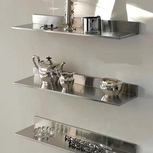 Giá lưu trữ gắn tường giá kệ sách hiện đại tối giản chải thép không gỉ phòng khách một lớp kệ trưng bày - Product Image 5