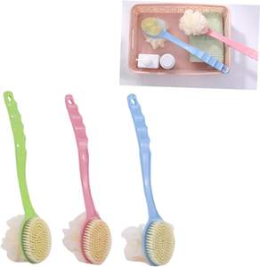 Long Handle Soft Bristle Bath <b>Brush</b> Hangable Double-sided Bath <b>Brush</b> with Bath Flower - Product Image 4