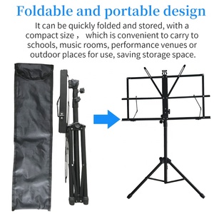Supporto Musicale Pieghevole con Gambe Rotonde Regolabili in Altezza, per Spartiti di Chitarra, Accessorio per Piccoli Strumenti Musicali - Product Image 3