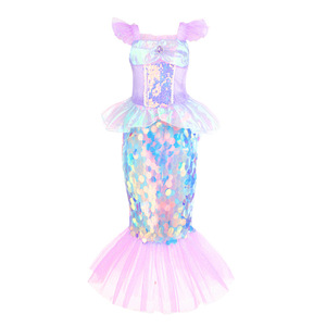 Los Más Vendidos al por Mayor, Vestidos de Disfraces Retro para Niñas Pequeñas, Trajes de Sirena con Lentejuelas Moradas para Niños - Product Image 2