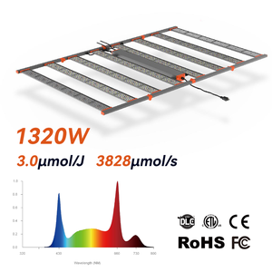 ไฟปลูกพืช LED แบบไตรไทล์ DLC ETL 1320W 3.0 umol/j 3828 umol/s เต็มสเปกตรัมหรี่แสงได้ IP65เติบโตได้สำหรับการเพาะปลูกเชิงพาณิชย์ - Product Image 2