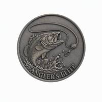 Pièce de monnaie promotionnelle en alliage de zinc, design pêche moderne poli, émail souple, relief 3D, pour cadeau d'entreprise ou pièce de défi