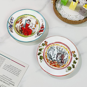 European Retro Ceramic 8-inch Plate Hotel Western Restaurant Bone China Steak Plate 4-piece Circular Gift <b>Box</b> Packaging Gift - Product Image 3
