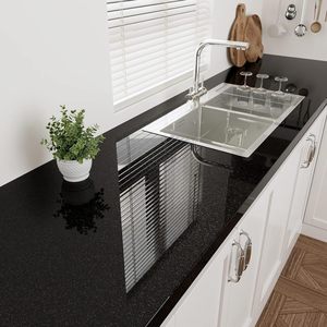 ORON DECO <span class=keywords><strong>Carta</strong></span> <span class=keywords><strong>da</strong></span> Parati Nera Lucida Glitterata Autoadesiva Design Moderno Impermeabile Staccabile e Riposizionabile <span class=keywords><strong>per</strong></span> Cucina - Product Image 2