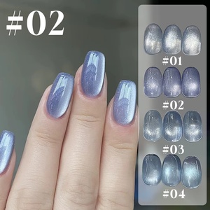 เจลตาแมวสีฟ้าใสแบบน้ำแข็ง ประกายมุกสีฟ้า-ม่วง สำหรับตกแต่งเล็บในฤดูหนาว - Product Image 2