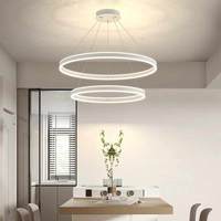 Décoration d'intérieur, lampe suspendue à 3 anneaux pour plafond haut, métal, LED, ronde, moderne, aluminium, style nordique, lustre de luxe, luminaire suspendu pour restaurant