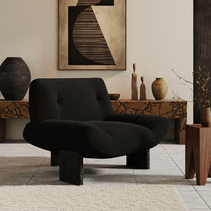 Vintage Style Living Room <b>Chair</b> Ash Wood High Backrest Flocking Fabric Foam Filling Adult Use - Product Image 5