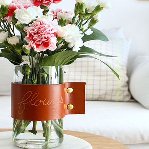 Articolo regalo fioriera in pelle fiore vaso <span class=keywords><strong>per</strong></span> <span class=keywords><strong>piante</strong></span> <span class=keywords><strong>da</strong></span> <span class=keywords><strong>interno</strong></span> fioriera in vetro rivestito in pelle copertura <span class=keywords><strong>per</strong></span> vaso di fiori avvolta - Product Image 5