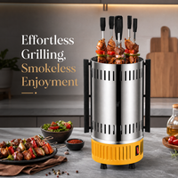 Barbecue électrique rotatif automatique, machine à brochettes verticales sans fumée, four à barbecue domestique